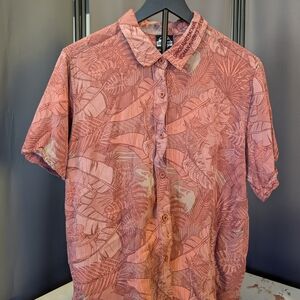 Jurassic World Dominion Her Universe Pink Tropical Print Shirt L Dinosaur